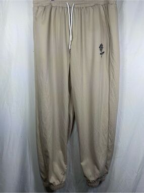 SHEIN Beige Jogger Pants with Black Rose Graphic